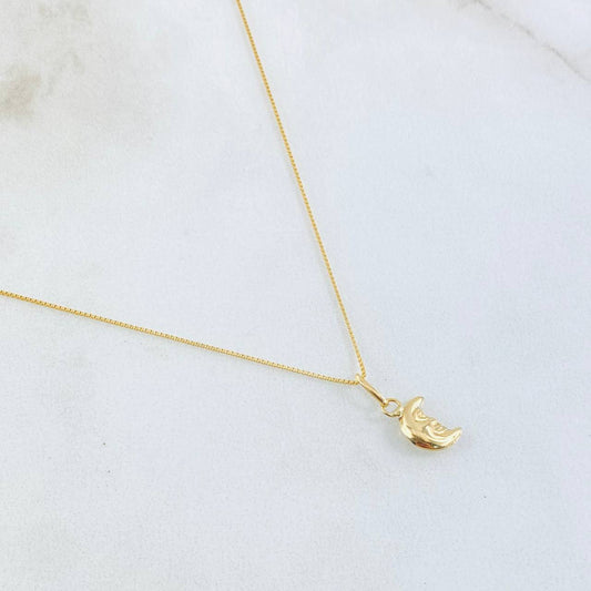 Set Cadena y Dije Veneciana + Luna 1.25gr / 17 3/4 in / Oro Amarillo 18K