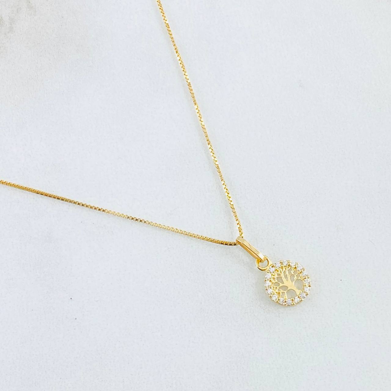 Set Cadena y Dije Veneciana + Arbol De La Vida 1.4gr / 17 3/4 in / Oro Amarillo 18K ©