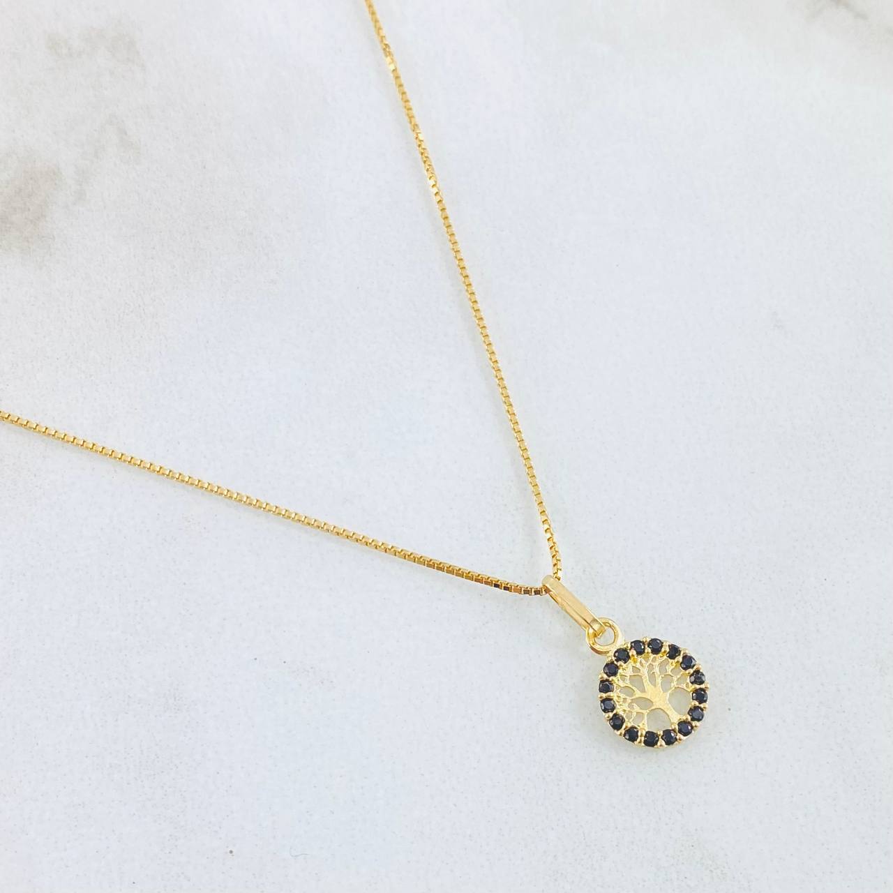 Set Cadena y Dije Veneciana + Arbol De La Vida 1.8gr / 17 3/4 in / Oro Amarillo 18K