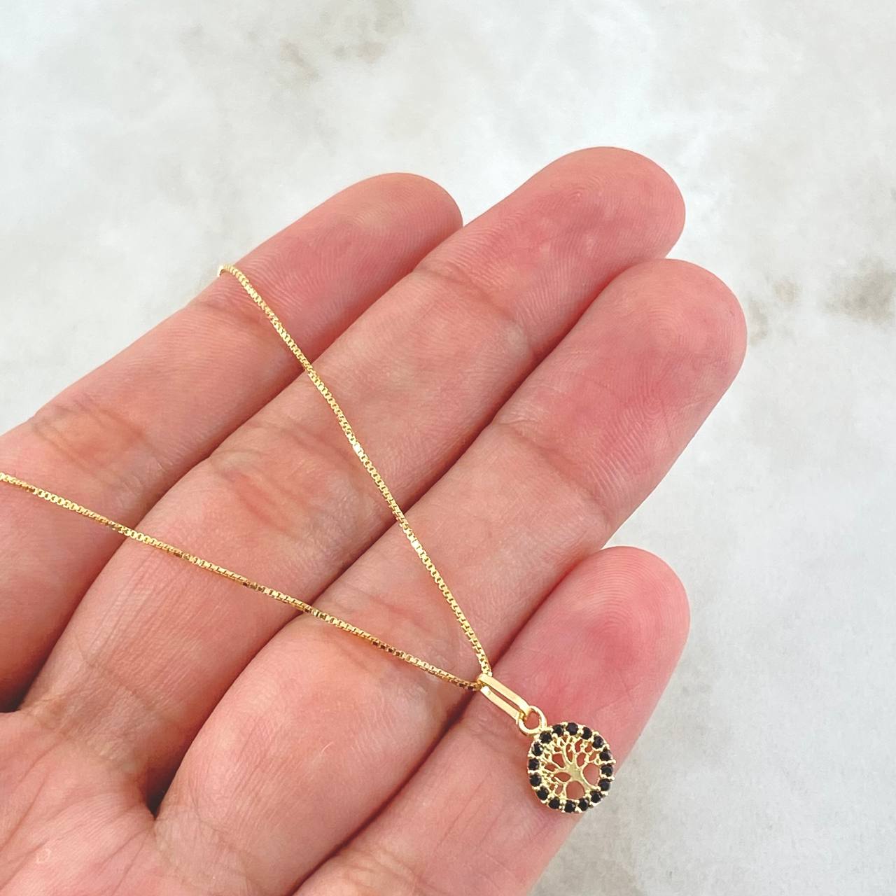 Set Cadena y Dije Veneciana + Arbol De La Vida 1.8gr / 17 3/4 in / Oro Amarillo 18K