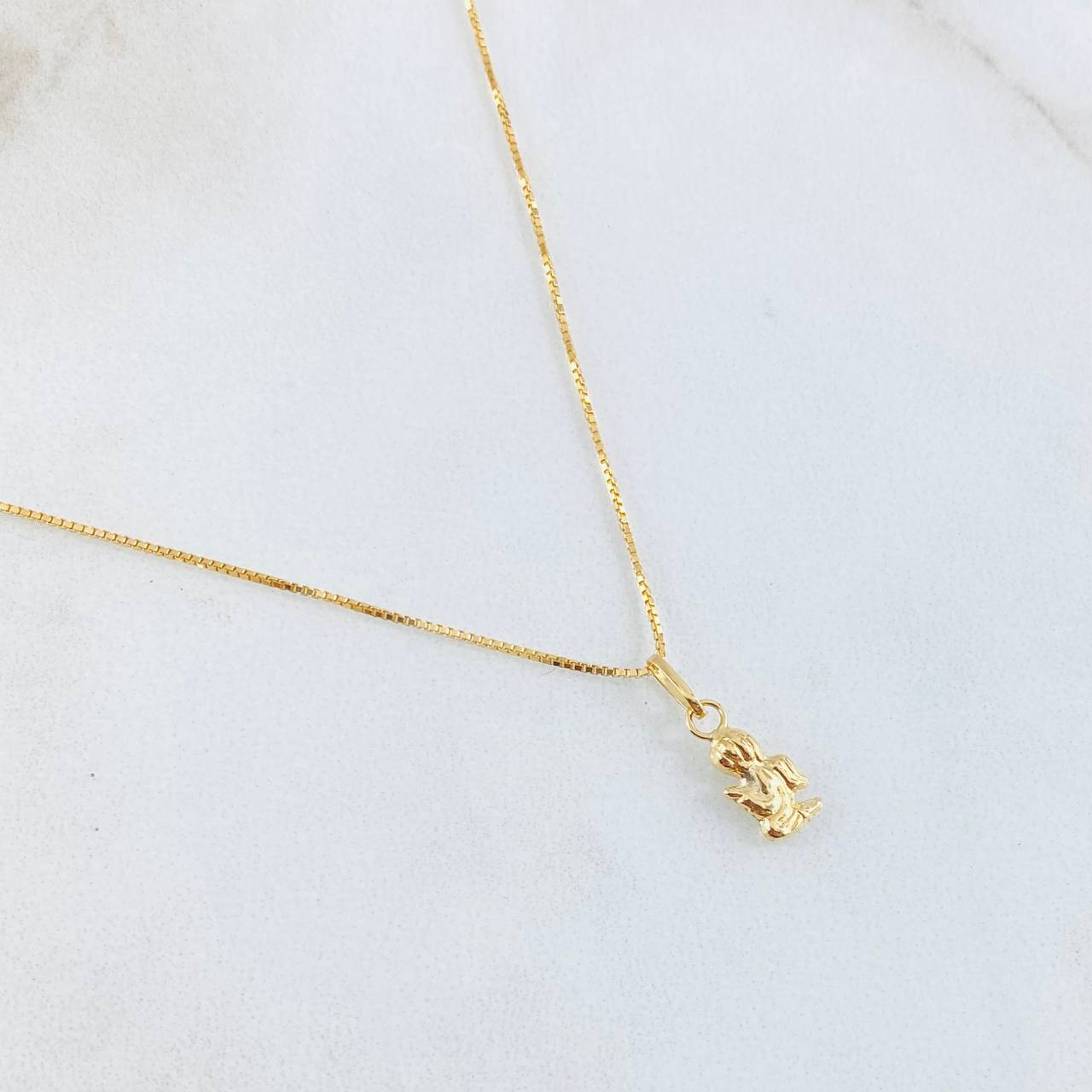 Set Cadena y Dije Veneciana + Angel 1.7gr / 17 3/4 in / Oro Amarillo 18K