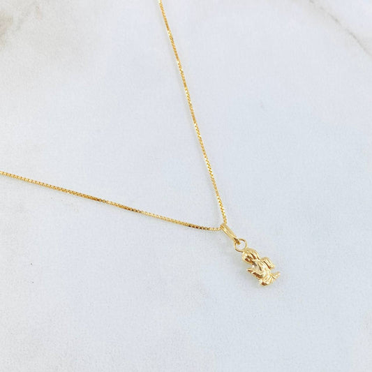 Set Cadena y Dije Veneciana + Angel 1.7gr / 17 3/4 in / Oro Amarillo 18K
