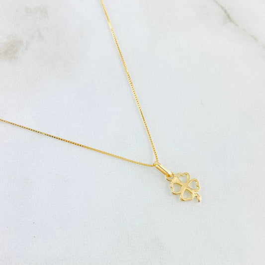 Set Cadena y Dije Veneciana + Trebol Silueta 1.4gr / 17 3/4 in / Oro Amarillo 18K *