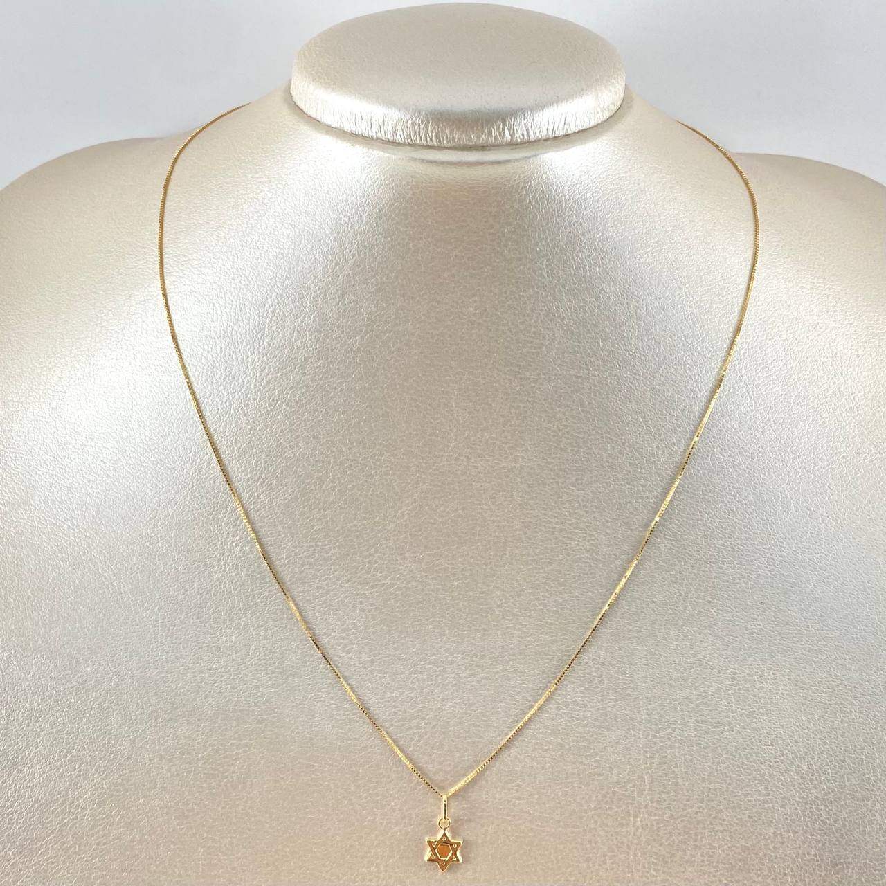 Set Cadena y Dije Veneciana + Estrella David 1.2gr / 17 3/4 in / Oro Amarillo 18K *