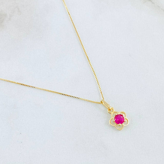 Venetian Chain and Pendant Set + Flower 1.4gr / 17 3/4 in / 18K Yellow Gold *