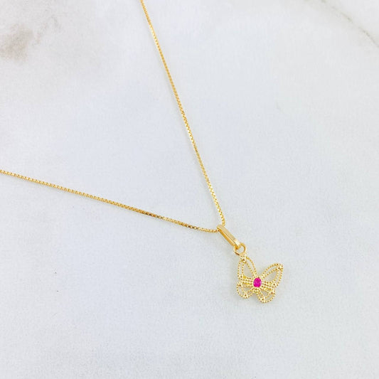 Venetian Chain and Pendant Set + Filigree Butterfly 1.9gr / 17 3/4 in / 18K Yellow Gold *
