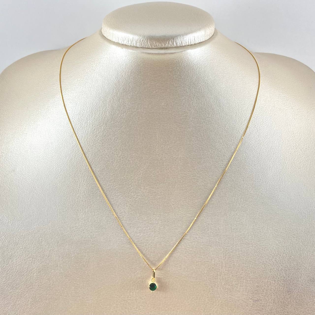 Set Cadena y Dije Veneciana + Piedra 1.3gr / 17 3/4 in / Oro Amarillo 18K *