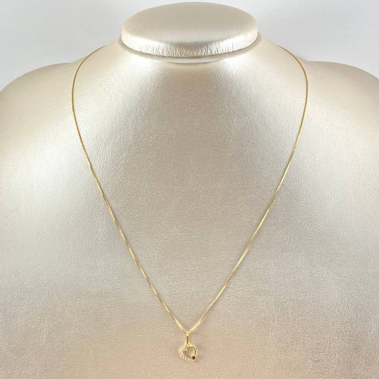 Set Cadena y Dije Veneciana + Corazón Estrella 1.8gr / 17 3/4 in / Oro Amarillo 18K *