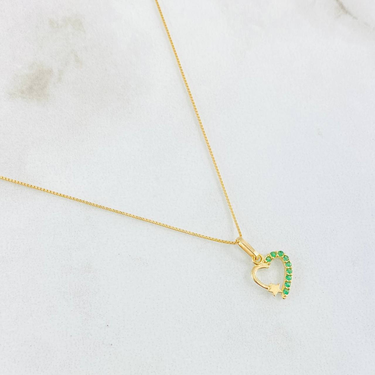 Set Cadena y Dije Veneciana + Corazón Estrella 1.35gr / 17 3/4 in / Oro Amarillo 18K