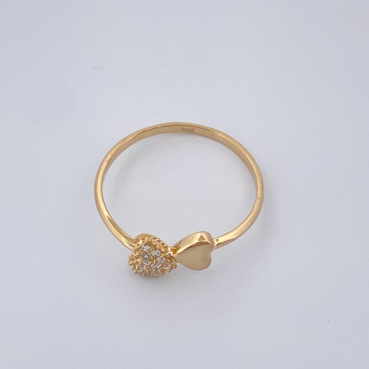 Anillo Doble Corazon 1.3gr / T6 3/4 / Oro Amarillo 18K $
