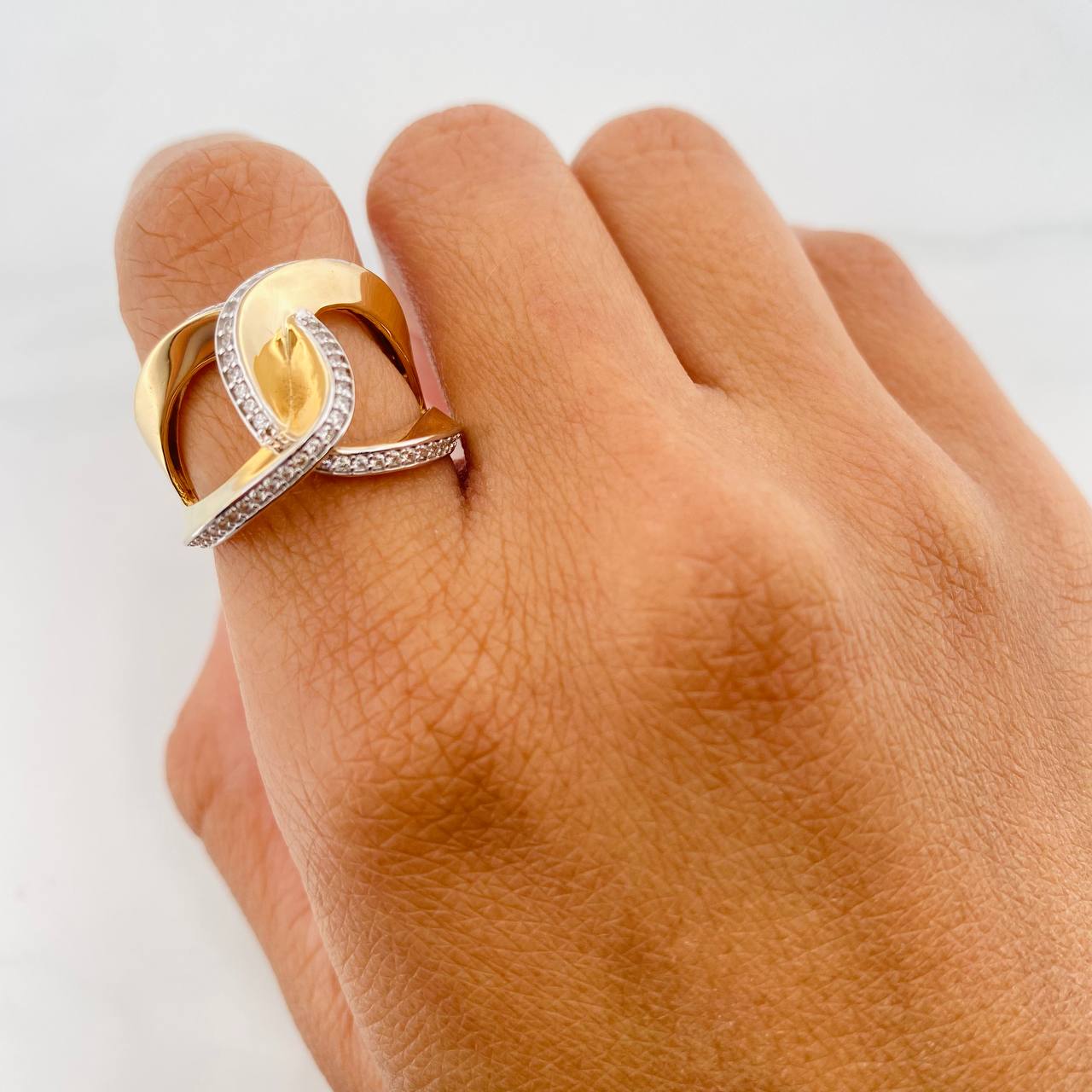 Anillo Cruzado 7.35g / T6 1/2 Dos Oros Amarillo Blanco 18K