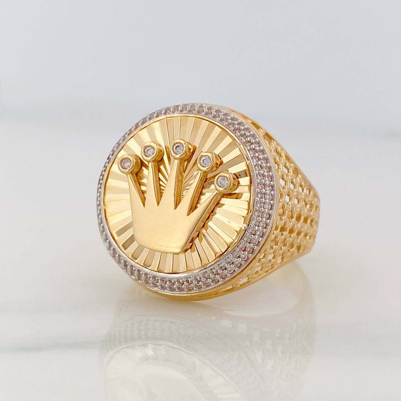 Anillo Corona Móvil 10.45g / T11 Dos Oros Amarillo Blanco 18K