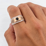 Circle Signet Ring 5.7g / T9 1/2 Two-Tone White Rose 18K