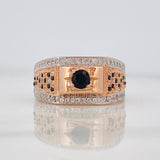 Circle Signet Ring 5.7g / T9 1/2 Two-Tone White Rose 18K