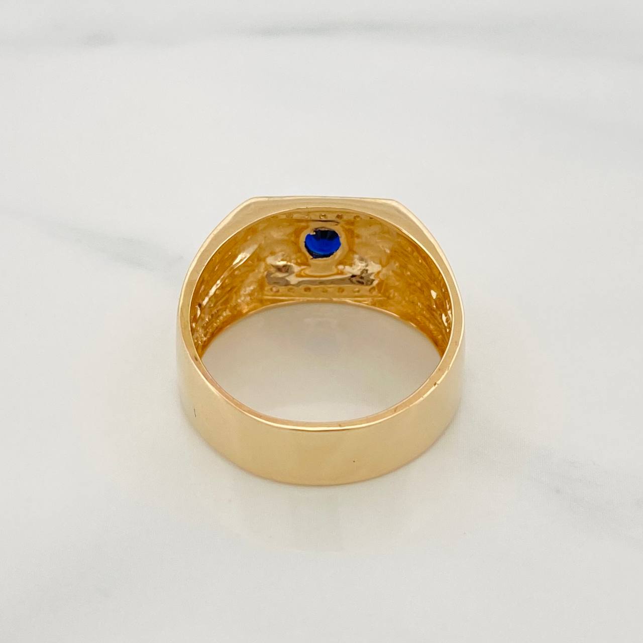 Anillo Sello Circulo 6.05g / T10 1/4 Dos Oros Amarillo Blanco 18K