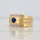Anillo Sello Circulo 6.05g / T10 1/4 Dos Oros Amarillo Blanco 18K
