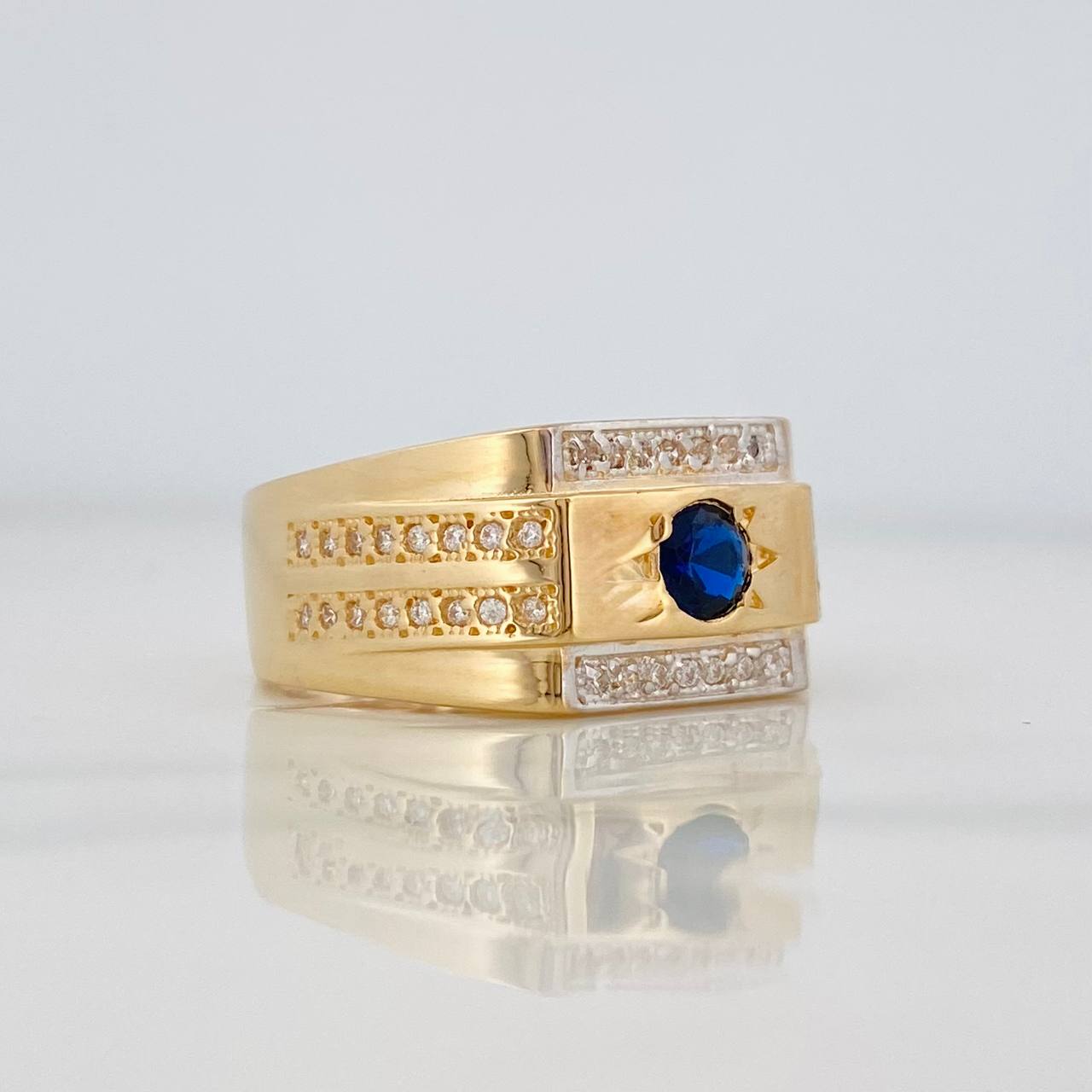 Anillo Sello Circulo 6.05g / T10 1/4 Dos Oros Amarillo Blanco 18K