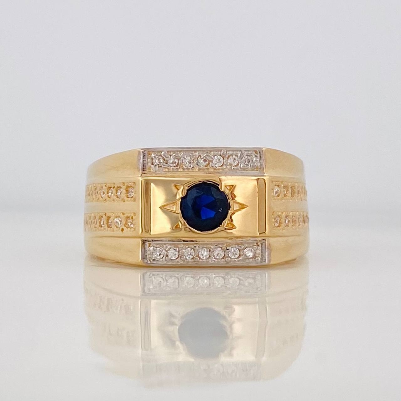 Anillo Sello Circulo 6.05g / T10 1/4 Dos Oros Amarillo Blanco 18K