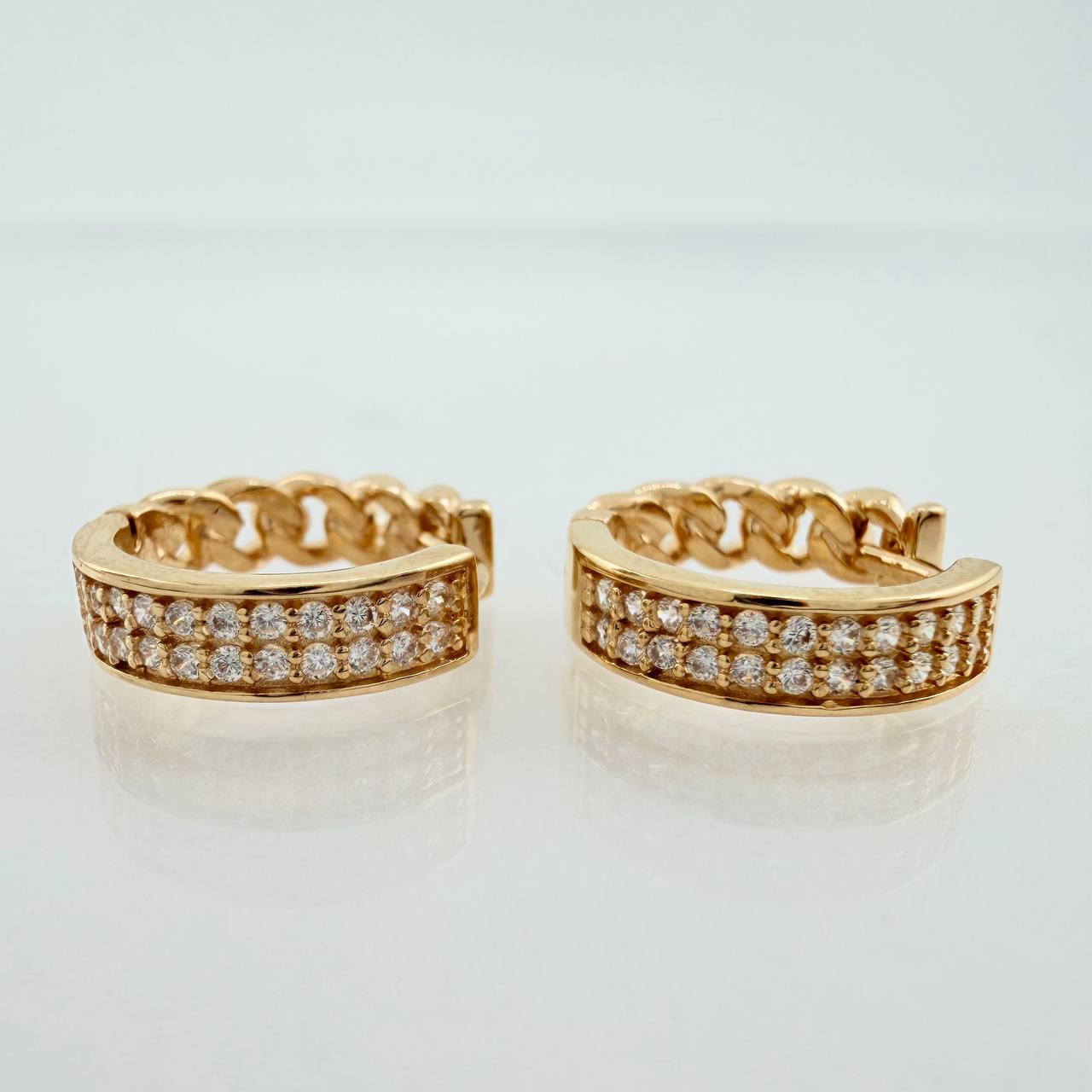 Candongas Doble Carril Cuabana 3gr / 1/2 in / Oro Amarillo 18K &