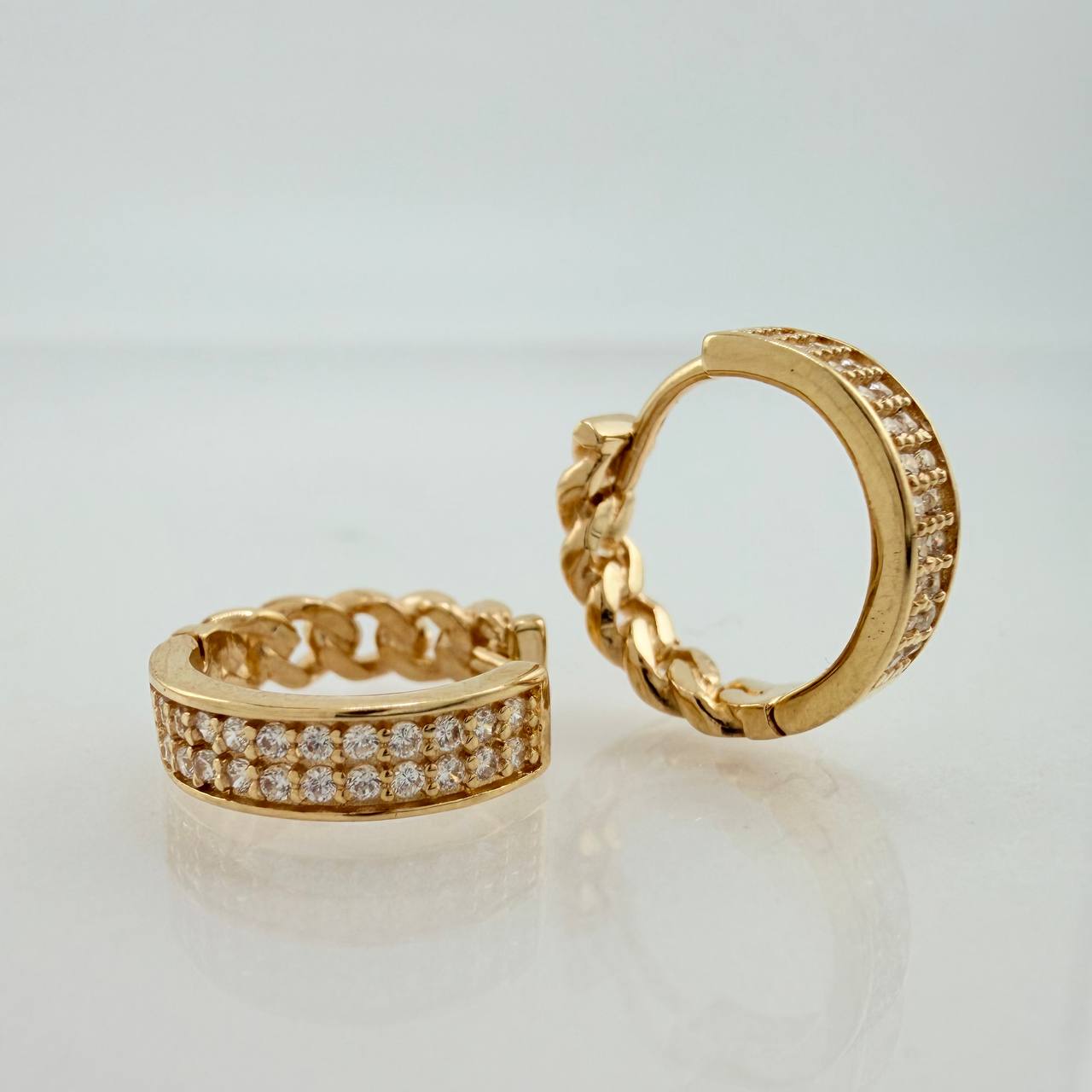 Candongas Doble Carril Cuabana 3gr / 1/2 in / Oro Amarillo 18K &