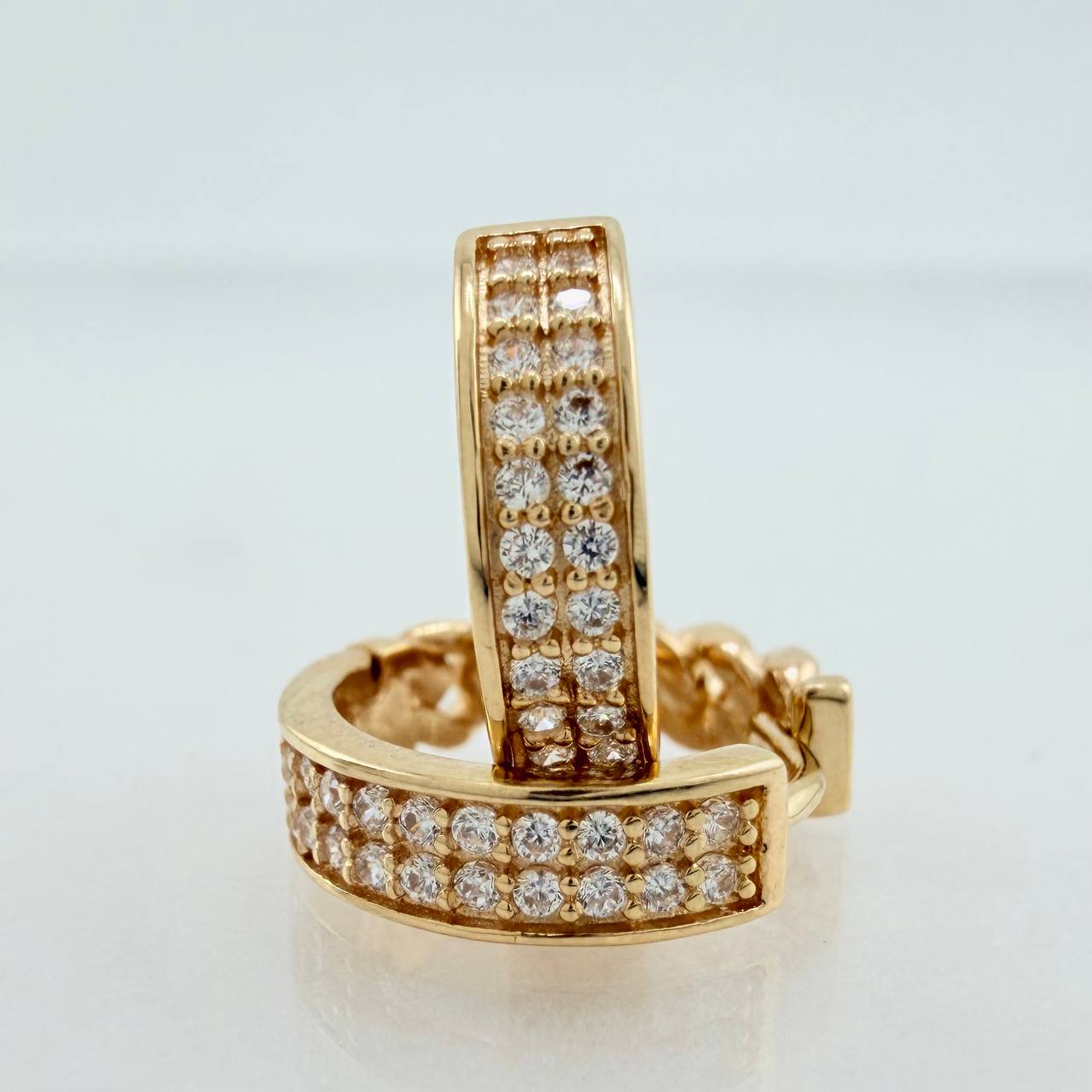 Candongas Doble Carril Cuabana 3gr / 1/2 in / Oro Amarillo 18K &