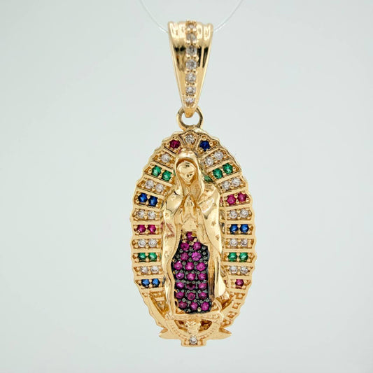 Dije Virgen De Guadalupe 5.6gr / 1 1/2 in / Dos Oros Negro Amarillo 18K $