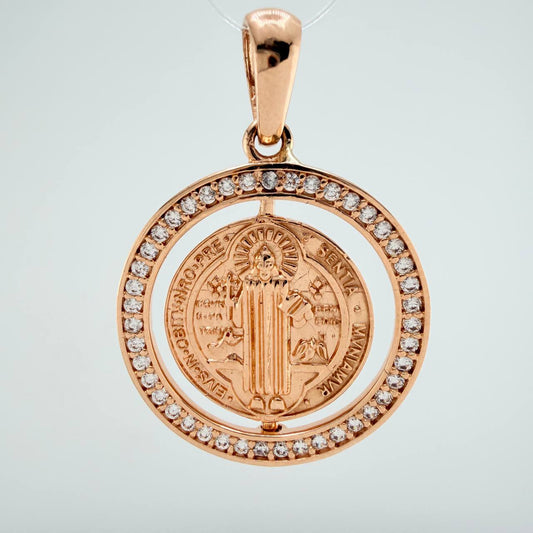 Dije Medalla San Benito 4.75gr / 1 1/4 in / Oro Rosa 18K $