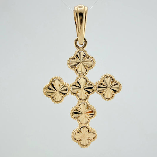 Clover Cross Pendant 4.4gr / 1 1/2 in / Yellow Gold Nac.Esp. 18K $
