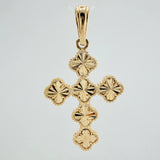 Clover Cross Pendant 4.4gr / 1 1/2 in / Yellow Gold Nac.Esp. 18K $