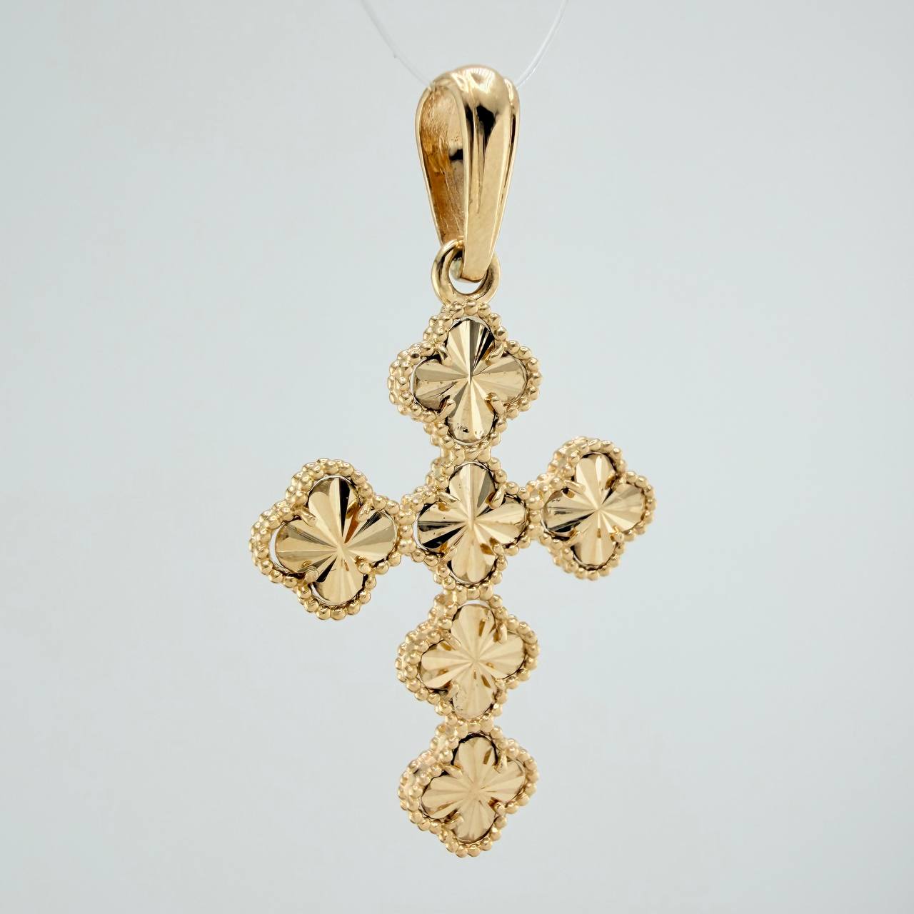 Clover Cross Pendant 4.4gr / 1 1/2 in / Yellow Gold Nac.Esp. 18K $