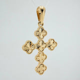 Clover Cross Pendant 4.4gr / 1 1/2 in / Yellow Gold Nac.Esp. 18K $