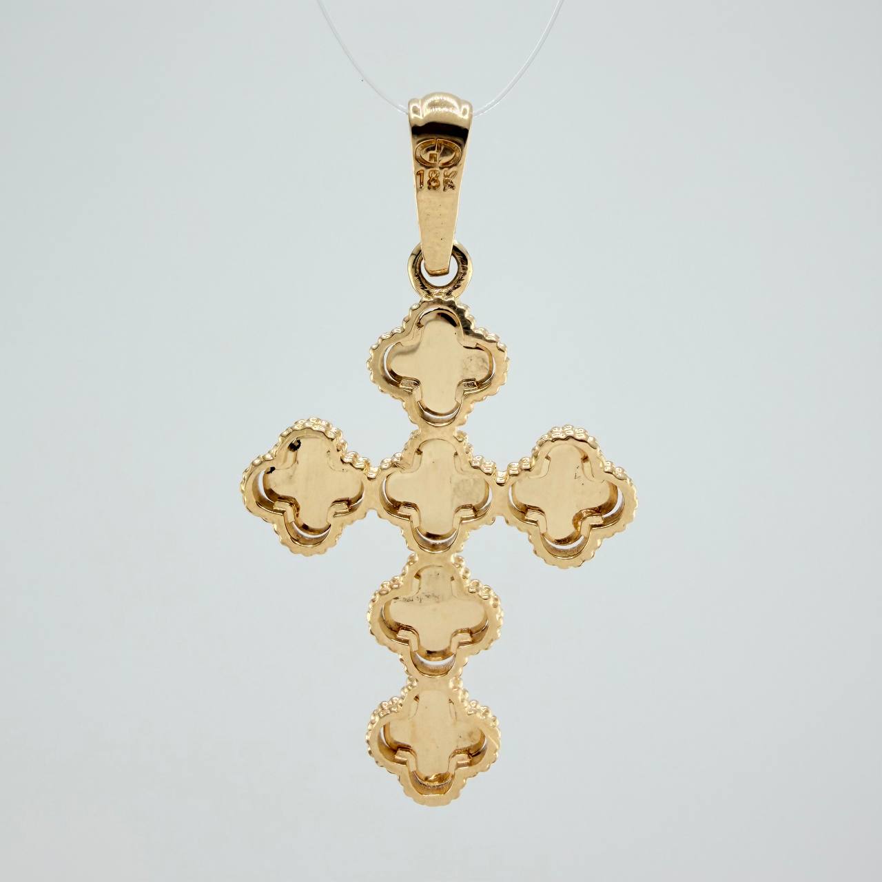 Clover Cross Pendant 4.4gr / 1 1/2 in / Yellow Gold Nac.Esp. 18K $