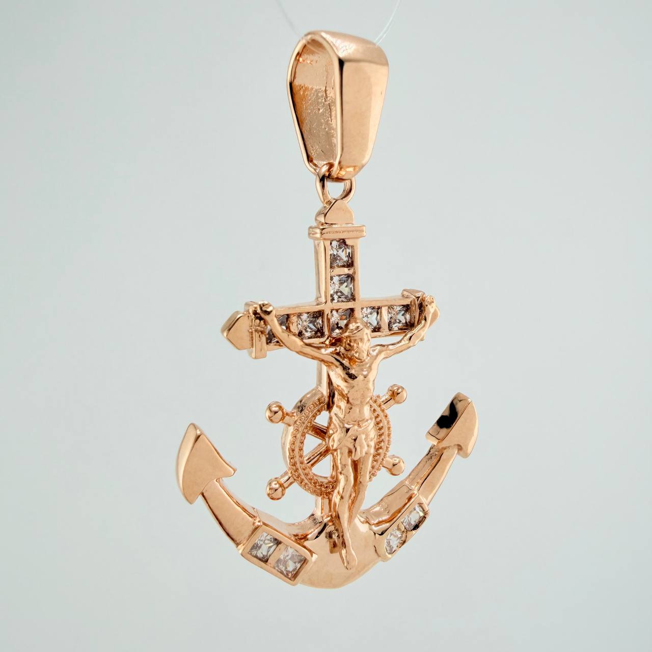 Dije Cruz Cristo Ancla 6.85gr / 1 1/2 in / Oro Rosa 18K $