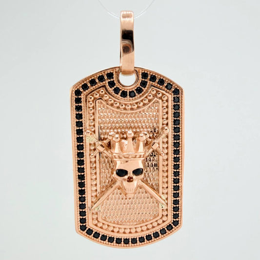 Dije Placa Calavera 6.35gr / 1 1/2 in / Oro Rosa 18K $