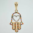 Dije Mano Hamsa Corazon 4.45gr / 1 1/2 in / Dos Oros Amarillo Blanco 18K $