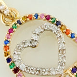Dije Mano Hamsa Corazon 4.45gr / 1 1/2 in / Dos Oros Amarillo Blanco 18K $