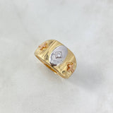 Cross Rhombus Ring 7.6gr / Size 9 3/4 / White Zircons Three Golds