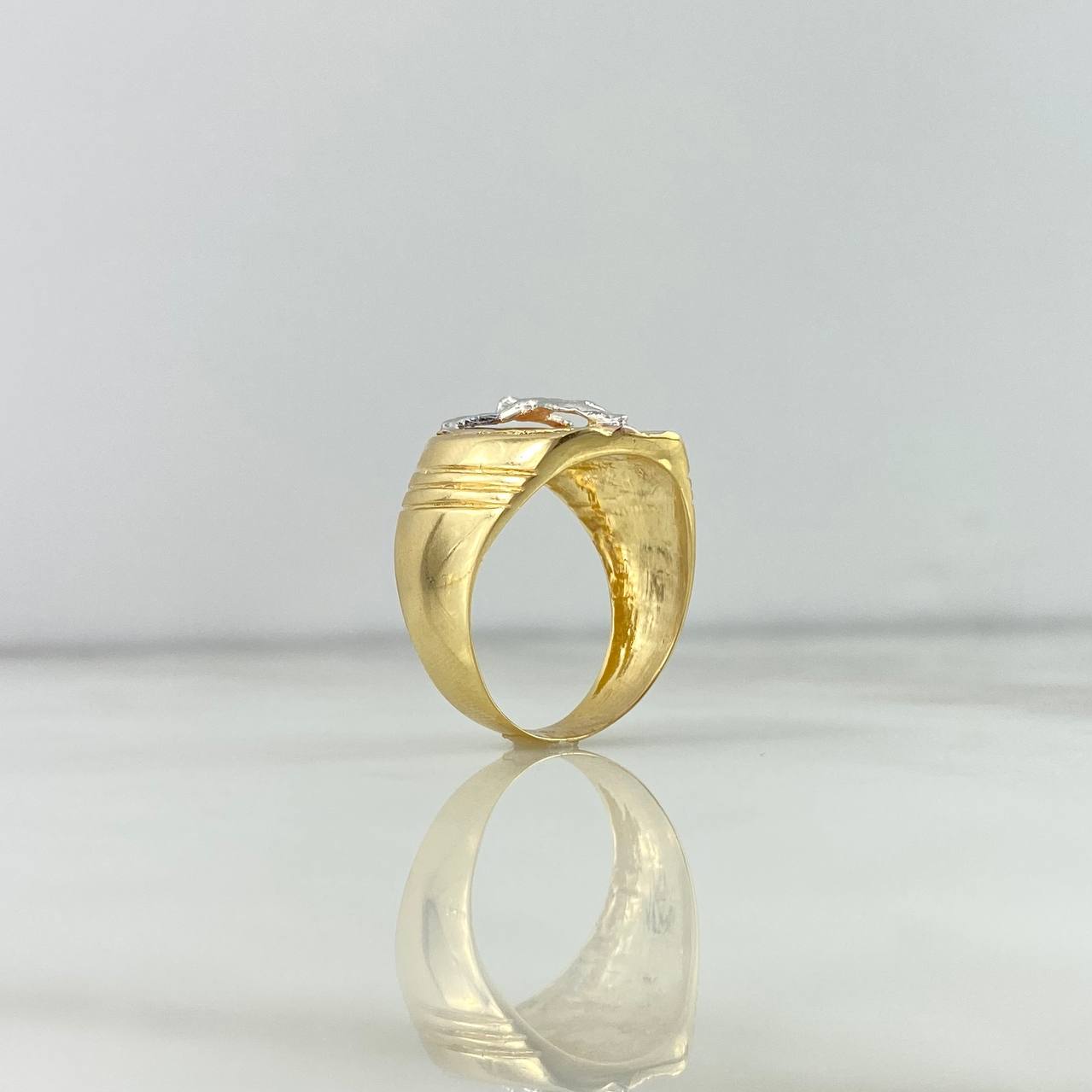 Cross Christ Ring 6.75gr / Size 9 3/4 / White Zircons Three Golds