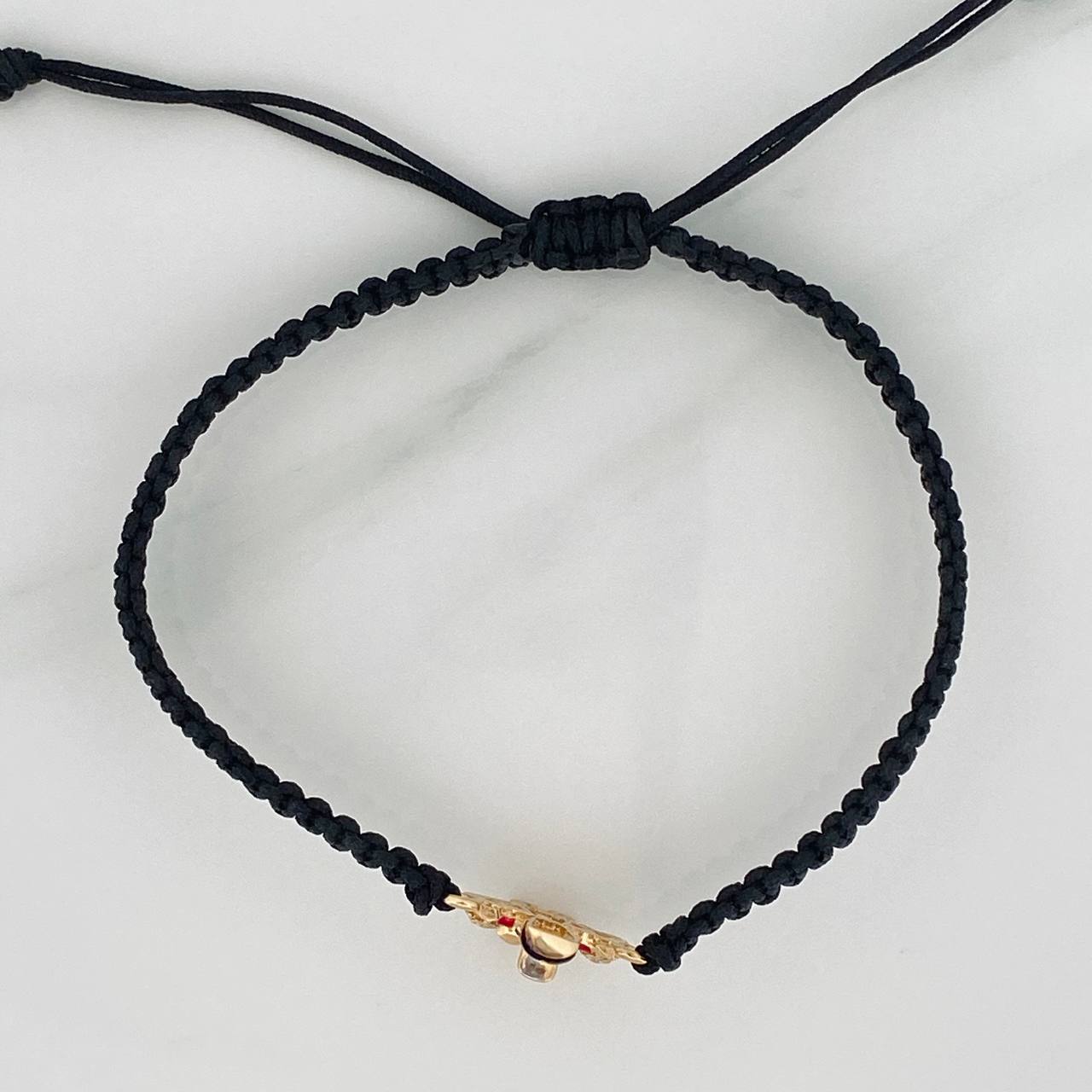 Black Woven Bracelet Duck Money Bag 1.55gr / Three Golds 18K &