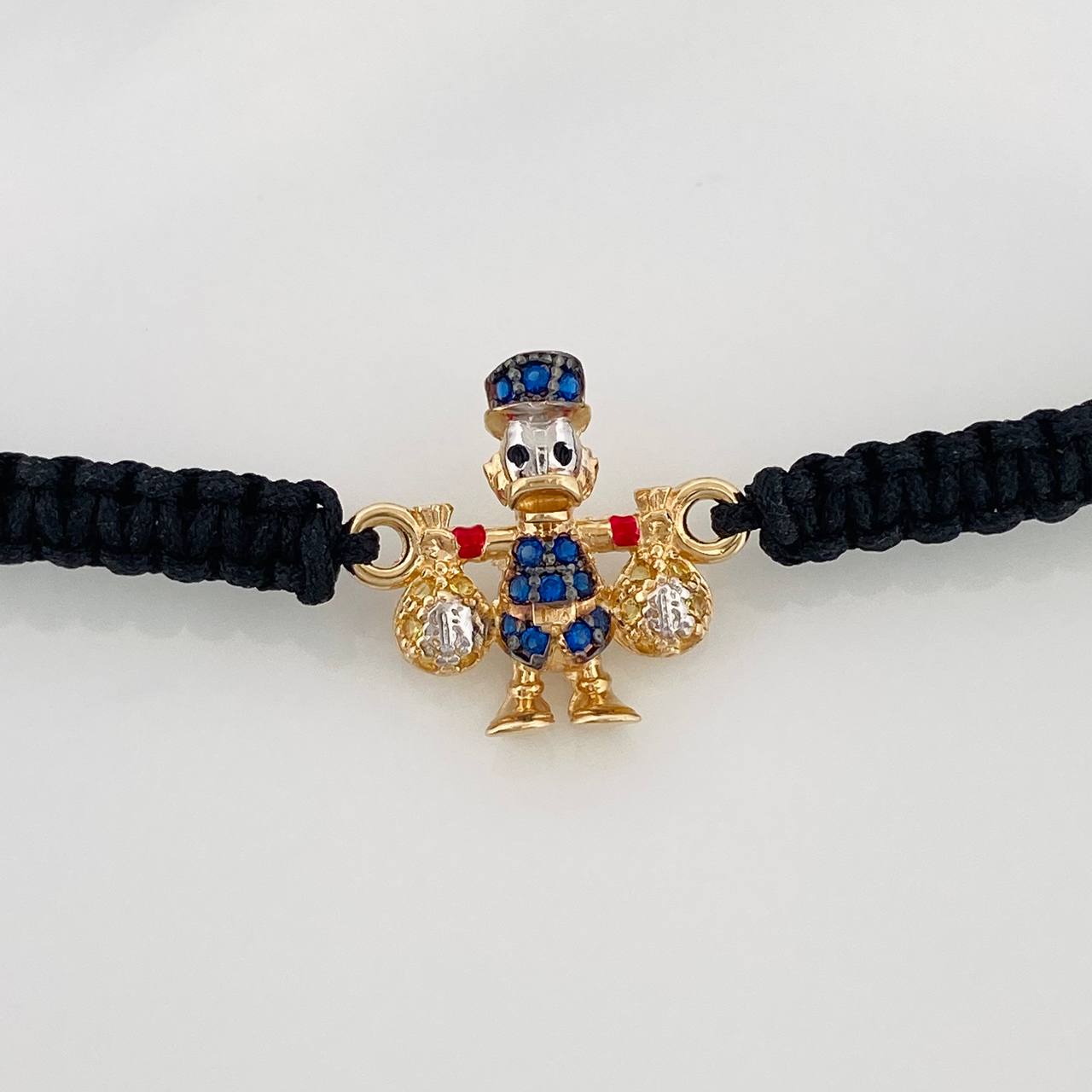Black Woven Bracelet Duck Money Bag 1.55gr / Three Golds 18K &