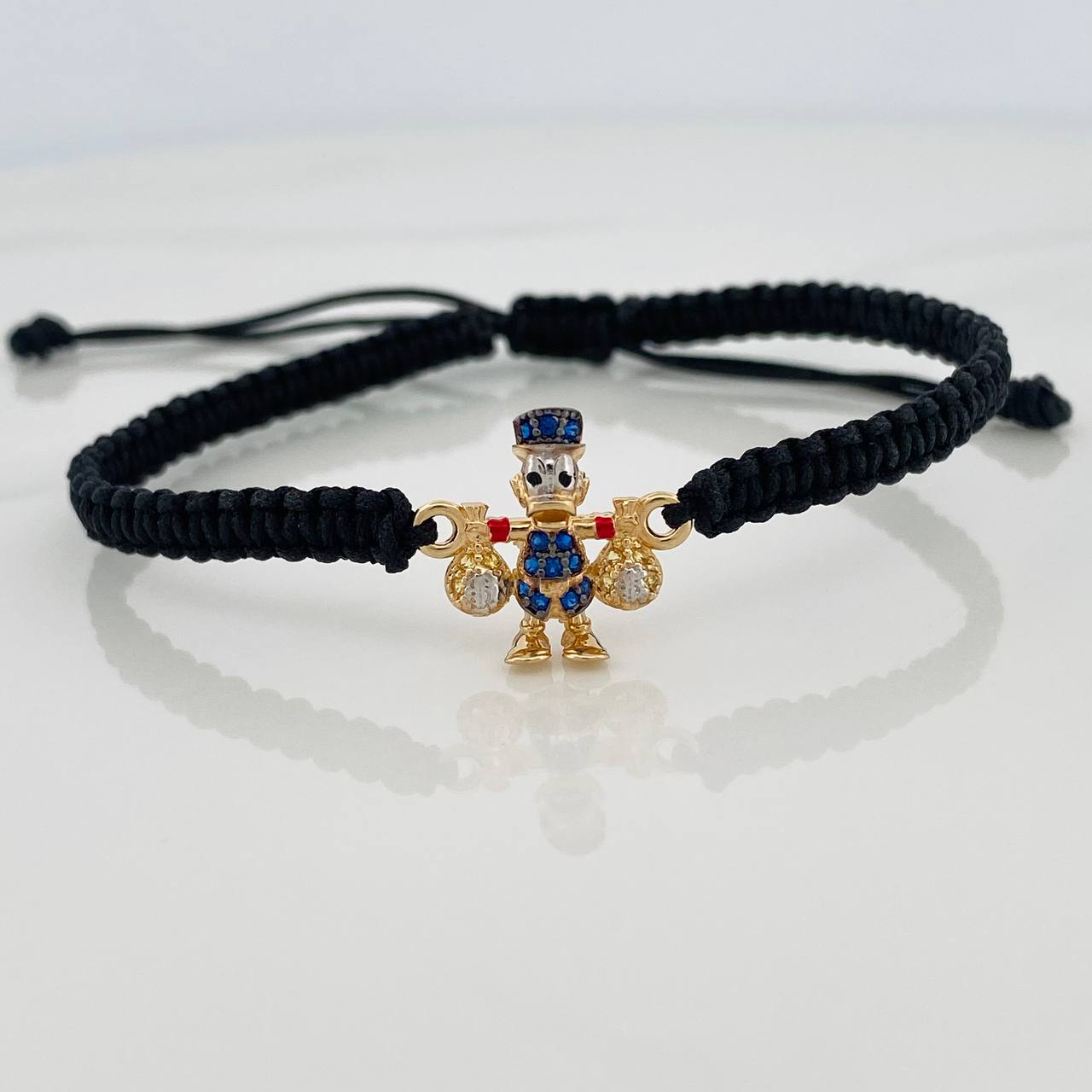 Black Woven Bracelet Duck Money Bag 1.55gr / Three Golds 18K &