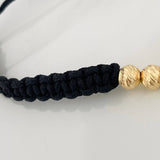 Pulsera Tejida Negra Pato Inspirado 4.45gr / 6mm Tres Oros 18K &