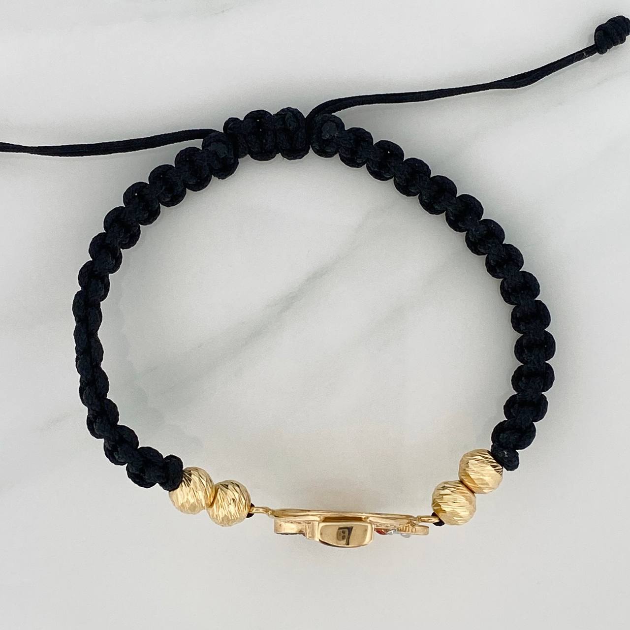 Pulsera Tejida Negra Pato Inspirado 4.45gr / 6mm Tres Oros 18K &