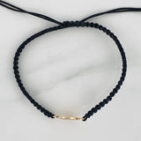 Pulsera Tejida Negra Corona 1.25gr / Tres Oros 18K &