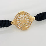 Pulsera Tejida Negra Corona 2.75gr / Oro Amarillo 18K &