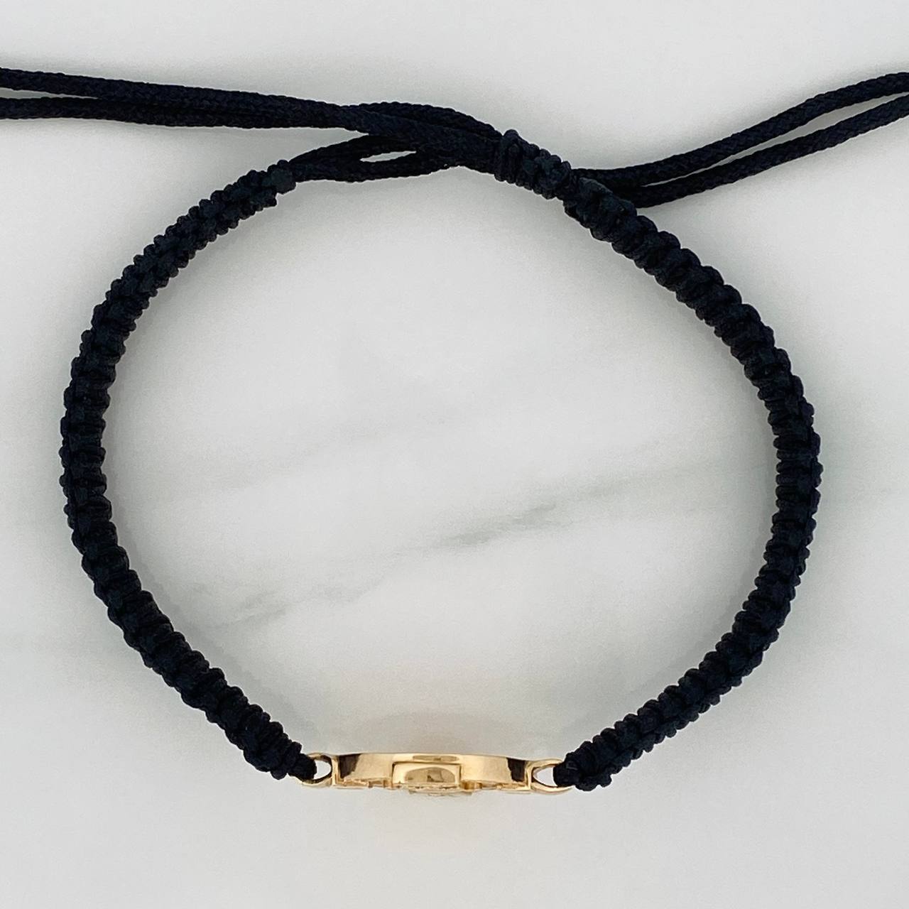Pulsera Tejida Negra Corona 2.75gr / Oro Amarillo 18K &