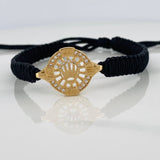 Pulsera Tejida Negra Corona 2.75gr / Oro Amarillo 18K &