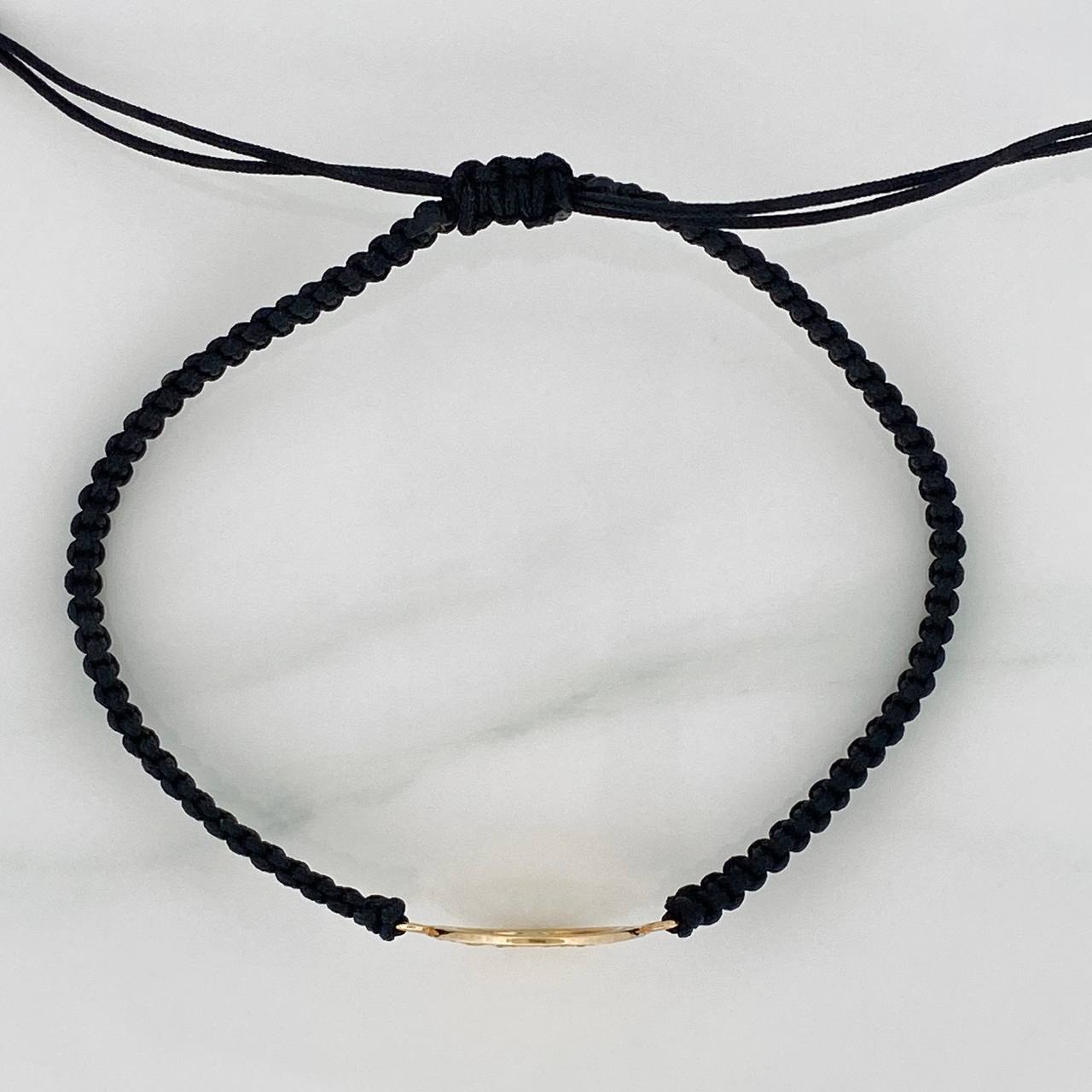 Black Woven Bracelet Crown 1.15gr / Yellow Gold 18K &
