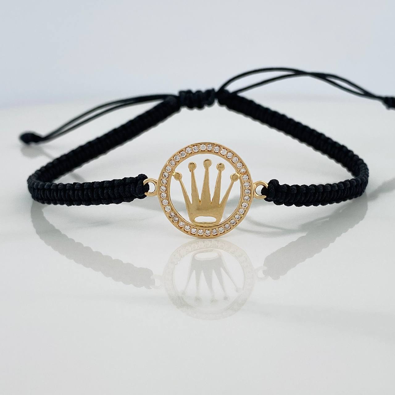Black Woven Bracelet Crown 1.15gr / Yellow Gold 18K &