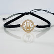 Black Woven Bracelet Crown 1.15gr / Yellow Gold 18K &